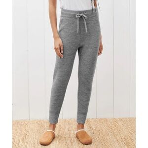 Jenni Kayne Alpaca Fisherman Sweatpants (Sz S) Ribbed Knit Joggers Heather Grey